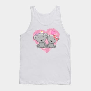 Two cute love bear cubs on the background of a heart Tank Top